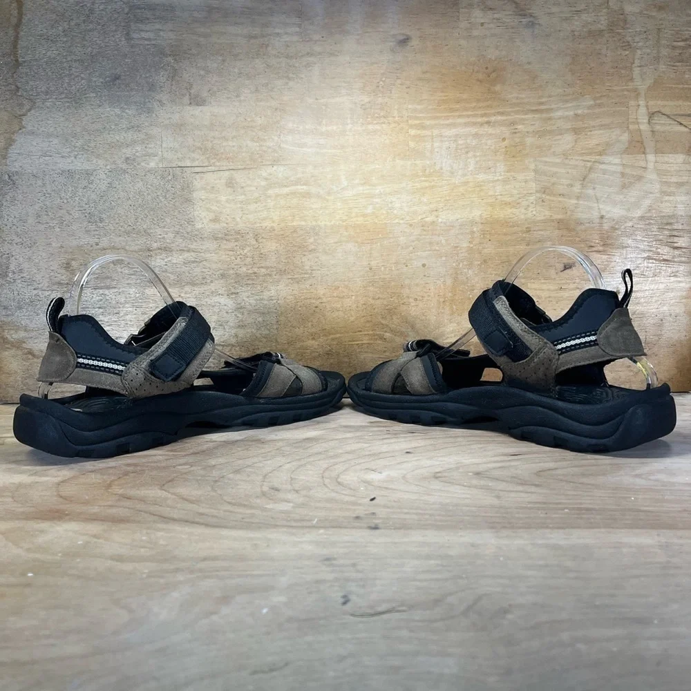 Route 66 Mens Size 10 Open Faced Leather Sandals Shoes Brown